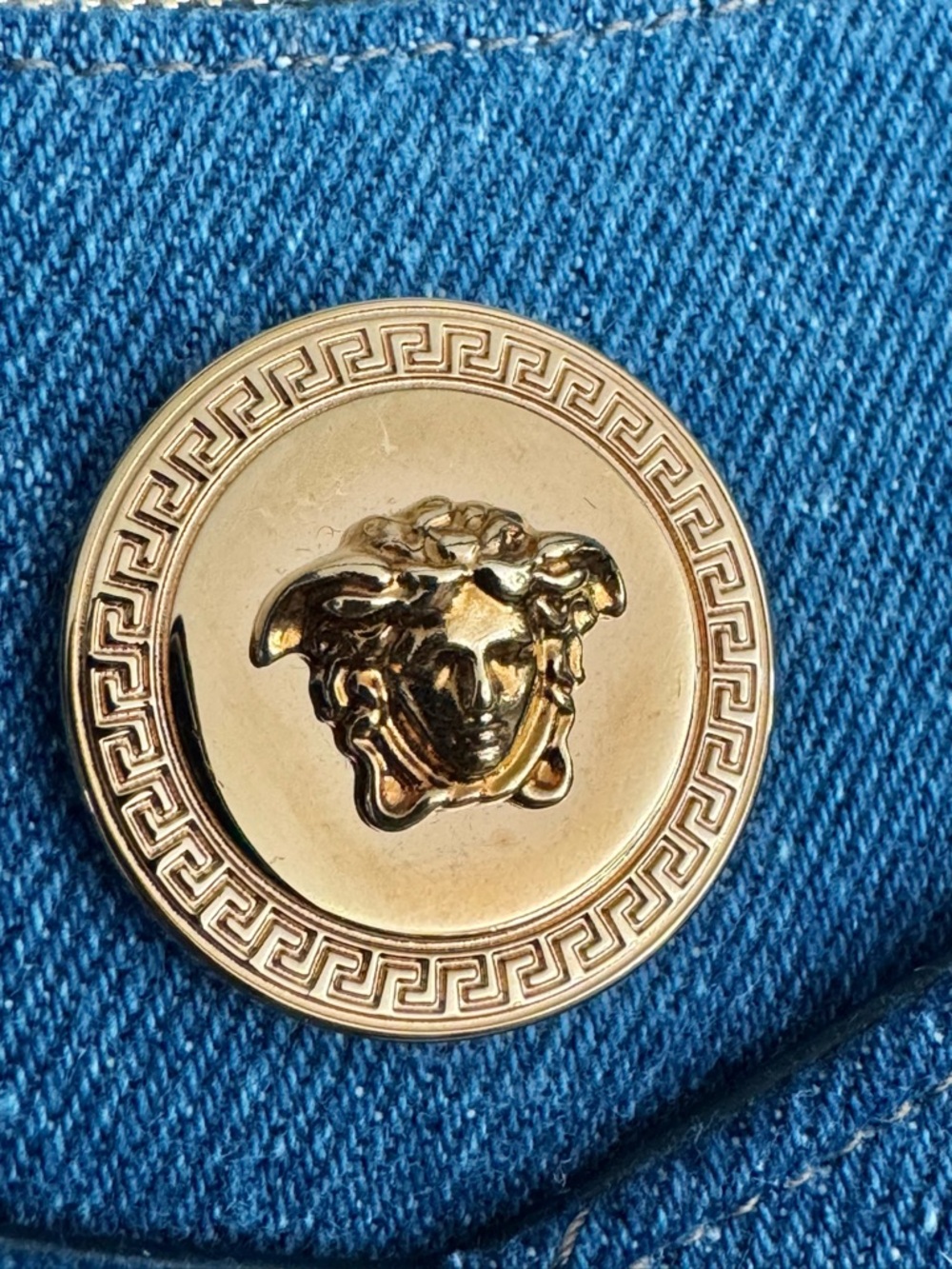 VERSACE NWT Denim Medusa Quilted 2-Way Shoulder Crossbody Bag Blue Gold - Picture 2 of 13